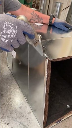 Assembling 4 piece Lined Fitting seating and hammering over Pittsburgh seam to form Lock