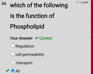 Which of the following is the function of Phospholipid?Regula... | Filo