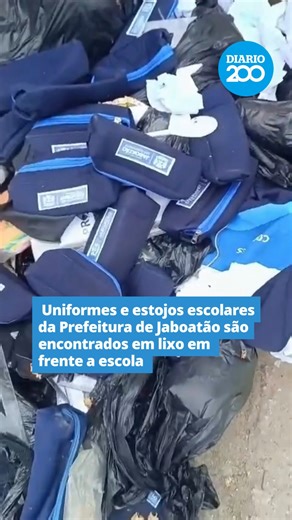 Diario de Pernambuco on Instagram: "Camisas de uniforme escolar, estojos, réguas e esquadros da Prefeitura de Jaboatão dos Guararapes, na Região Metropolitana do Recife (RMR), foram encontrados em área de lixo na cidade. Um procedimento interno foi aberto pela prefeitura para investigar o caso. Em um vídeo que circula nas redes sociais, um homem mostra o material jogado em meio a sacos de lixo na calçada em frente à Escola Municipal Professor Sálvio Santos Farias, no bairro Barra de Jangada. "Ol