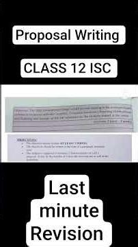 Proposal Writing Class 12 ISC// Class 12 ISC Proposal Writing #isc2026