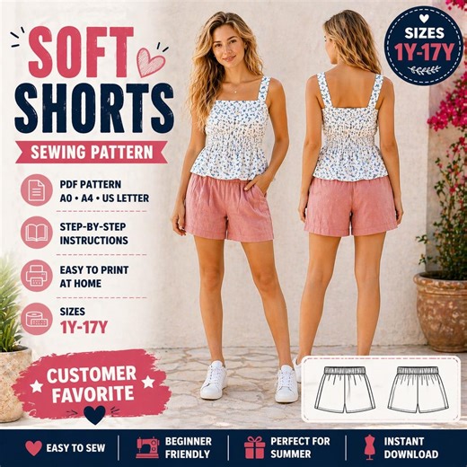 Simple Shorts Pattern for Women, Wide Leg Shorts Sewing, Linen Short Pattern for Beginners, Shorts With Pockets - Etsy