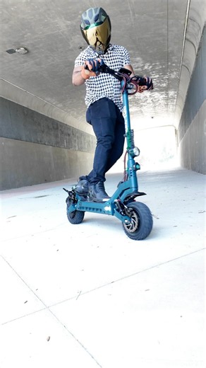 A little electric scooter drift and slide
