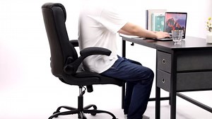 OLIXIS Ergonomic Executive Office Chair - Mid Back with 360° Swivel Wheels, Computer Desk with Lumbar Support, Height Adjustable PU Leather with Flip-up Armrest, Brown