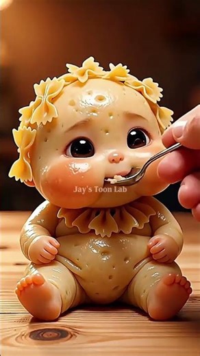 Pasta Baby Eating Pasta! 🍝 Cute AI Animation #Shorts #Satisfying....