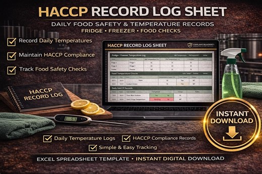 HACCP Record Log Excel Template Food Safety Log Sheet Kitchen Temperature & Compliance Tracker - Etsy UK