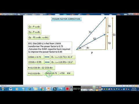 power factor correction capacitor bank calculation ( شرح تحسين معامل القدرة وحساب قيمة المكثفات )