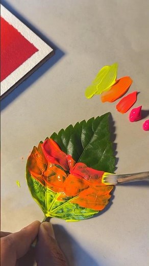 DIY Leaf Painting 🍃 Creative Art Using Real Leaves🌿😍 #art #painting #acrylicpainting #acrylic