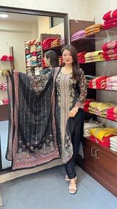 8K views · 125 reactions | Stunning crepe silk Pakistani set available now Size:40,42,44,46 Note:Model is wearing size 40 | Tara Clothing Collection | Facebook