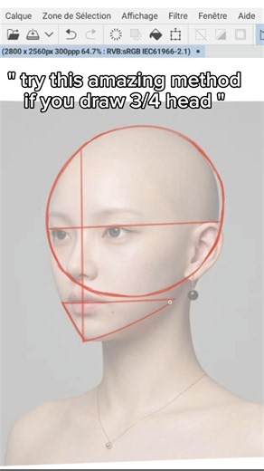 This is how I break down the structure of the 3/4 head #howtodraw #tutorial #arttutorial #drawing