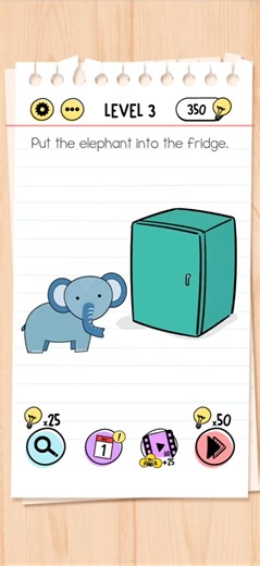 Brain Test Level 3 Walkthrough - Put the elephant into the fridge 🧠 #Shorts