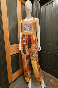 Patchwork Bib Overalls Handmade From Vintage Batiks and Cotton Prints, so Cute Ties in Back, Misses Size 14, Bust to 36", Waist 28-29" - Etsy