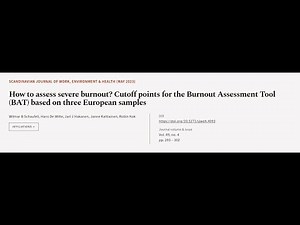 How to assess severe burnout? Cutoff points for the Burnout Assessment Tool (BAT) bas... | RTCL.TV