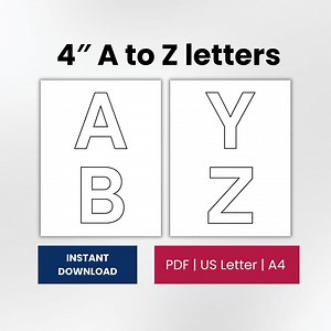 4-inch Alphabet Letter Templates A–Z – Uppercase Printable PDF for Classrooms, Teaching, and Crafts. - Etsy