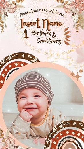 Boho-Rainbow Themed Birthday & Christening Video Invitation