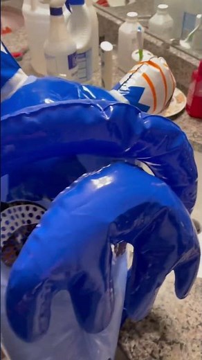 We added squeakers inside this inflatable pvc hood