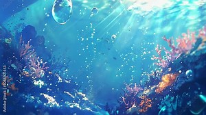 Stunning Anime Underwater Scenery with Vibrant Coral Reefs