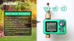 RESTMO Sprinkler Timer with Brass Inlet & Outlet, 3 Separate Programs Hose Timer, Programmable Water Timer for Garden Hose, Manual | Rain Delay | Automatic Watering System for Drip Irrigation and Lawn