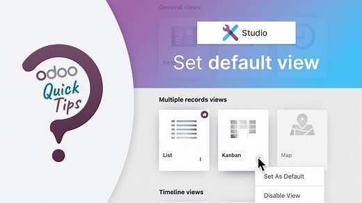 Instant productivity boost! 🚀 Learn how to easily set the default view with Odoo Studio.💡 Want to know more? ﻿﻿https://www.odoo.com/r/1YX | Odoo