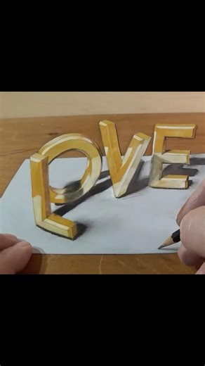 Draw 3D Love #art #drawing #short