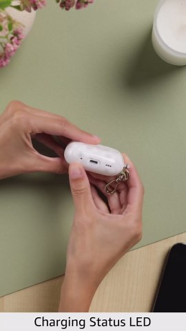 kate spade new york AirPods Pro Protective Case with Keychain Ring - Hollyhock Cream, Compatible with AirPods Pro 2nd/ 1st Generation