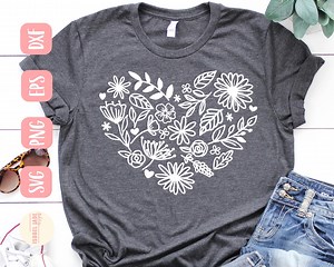 Floral Heart SVG: Flower Wreath Cut File (digital Download) - Etsy