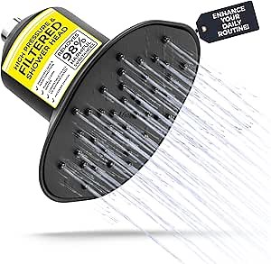 Afina Filtered Shower Head - Water Softener Showerhead with KDF-55 Shower Filter for Hard Water - High Pressure Rain Fall Experience - Universal Fit - Matte Black