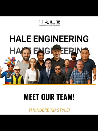 Hale Engineering is hopping on the trend – and what better way to do it than with a Thunderbird-style team introduction? From high-voltage control systems to mission-critical site work, this team doesn’t just deliver—they launch excellence every time. Meet the squad: Andy Hale, MIET, our Director, leads operations with deep expertise in automation and electrical systems. Michael Andrews, Engineering Manager, ensures every project is planned, delivered, and client-approved. Iulita Mirca, Business