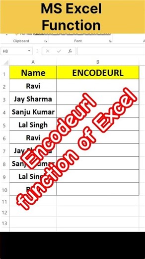 encodeurl function of Excel | How to Encode URLs in Excel | ENCODEURL Function | Shorts | Viral | yt