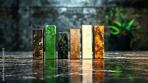 A bar graph with each bar turning from green to brown, showing the degradation caused by rising CO2 emissions and the need for personal carbon footprint calculations