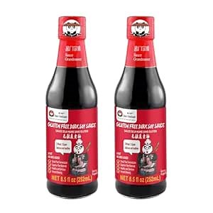 Premium Black Dark Soy Sauce - 8.5 Fl Oz (2 Pack), Gluten-Free Flavor Upgrade, Stir Fry, Vegan Glaze, BBQ Marinade, Dip, Healthy and Authentic Chinese Style, Adds Attractive Color to Delicate Foods