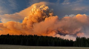 Fire cloud forms as Dragon Bravo Fire burns in the Grand Canyon