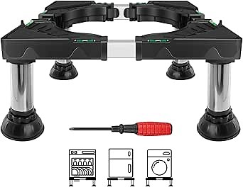 (Upgrade) Mini Fridge Stand Height 8.2"-9.4" Adjustable Washer and Dryer Pedestal Universal Stand Base with 4 Strong Heavy Duty Feet for Washing Machine Laundry and Refrigerator (Black)