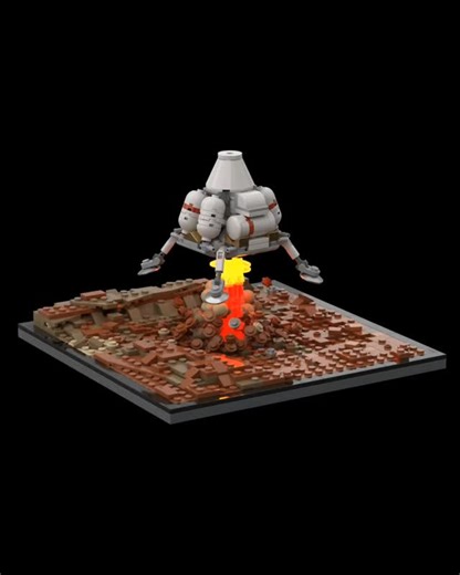 The Mars Excursion Module from my NERVA / IMIS Mars mission MOC. The MOC comes with this Mars surface diorama and playable lander. The whole spacecraft is too big to be swooshable, but the lander is just the right size. I do love the rendering capabilities of Studio, but this little animation took almost 3 days to complete. #lego #nasalego #legospace #Mars #NERVA | Skylab Bricks