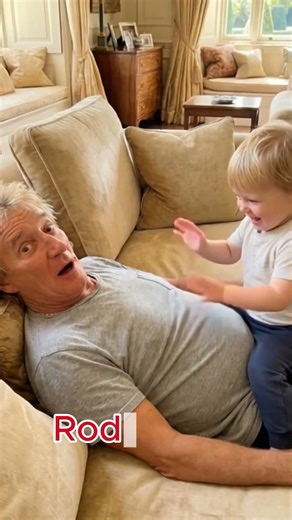 Rod Stewart Laughs as His Kid Drums on His Belly ❤️ #wife #rodstewart #music #shorts