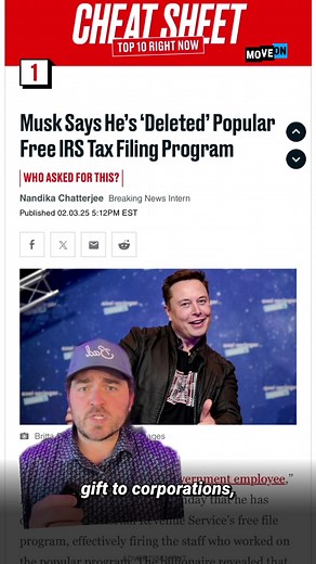 Trump and Elon are helping tax prep giants cash in—at your expense. Here's how they're trying to kill free tax filing. ⬆️ | MoveOn