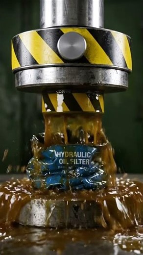 HYDRAULIC PRESS VS OIL FILTER: EPIC BURST! 💥 (Oddly Satisfying) #HydraulicPress #Satisfying #ASMR