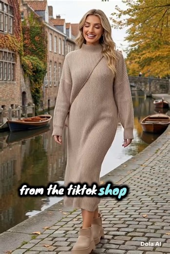 #womensclothes #knitteddress Womens Cosy Knit Longline Roll Sleeve Sweater Maxi Dress long Sleeve jumper casual elegant Summer womenswear print holiday basic Fit Piece Asymmetrical