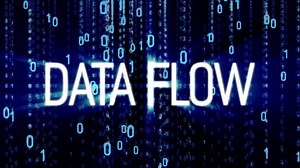 Data flow text on binary matrix background. Motion Background. Available in 4K video render footage. 3D Illustration