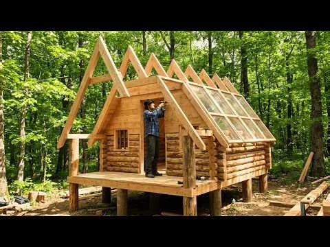 I Built A Rustic Log Cabin In The Forest From Scratch