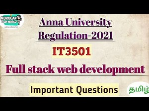 IT3501 Full stack web development important questions in tamil||Anna university regulation 2021.