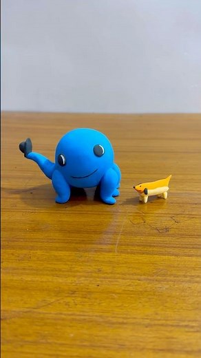 Oswald and weenie dog😍😍#oswald #weeniedog #dog #octopus #pet #shortsfeed #art #cartoon #clayart