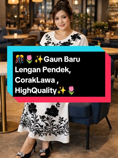 Gaun Baru Lengan Pendek dengan Corak Menarik dan High Quality