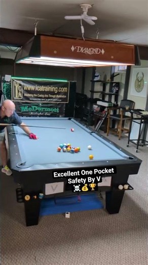 Excellent One Pocket Safety 🛟 By V 🎯☠️💰 #billiards #pool #onepocket #8ballpool