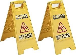 Caution Wet Floor Sign (2-Pack) – A-Frame Warning Sign, 24 Inches Tall – Opens 12 Inches – Perfect for Safety in Restaurants, Warehouses, Offices, Bathrooms, and Anywhere with a Spill