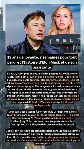 12 ans de loyauté, 2 semaines pour tout perdre: L’histoire d’Elon Musk et de son Assistante.