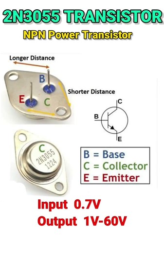 2N3055 Transistor Explained | Pinout, Input Output Voltage & Uses| #shorts