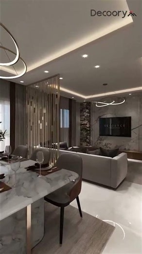 Modern Metal Partition Design for Dining & Living Area