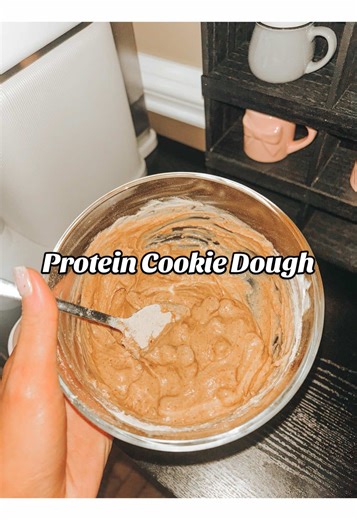 Protein cookie dough! I just used vanilla bean protein powder, pbfit, vanilla yogurt, and sea salt chips! Add until you have the consistency you want! #proteincookiedough #justingredients #vanillabean #healthydessertrecipes #snacks