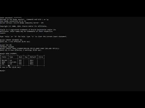 SQL || DATABASE CREATE IN SQL || TABLE CREATE || DATA INSERT||