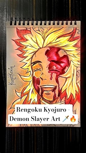 Drawing Rengoku ❤️‍🔥 The coloring changes everything! #demonslayer